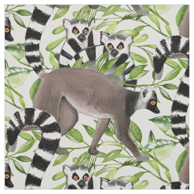 Ring-Tail Lemurs i Madagaskar Tyg (Provkarta)