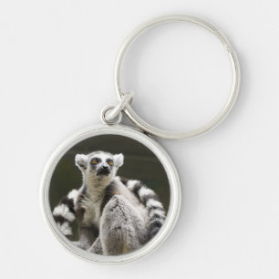 Ring-tailed Lemur Rund Silverfärgad Nyckelring