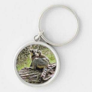 RING TAILED LEMUR RUND SILVERFÄRGAD NYCKELRING