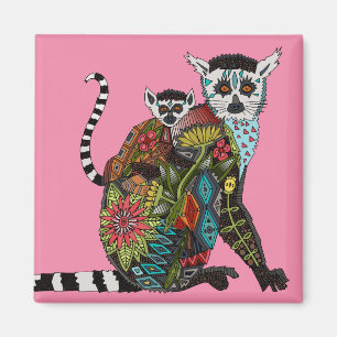 Ring Tails Lemur Kärlek rosa Magnet