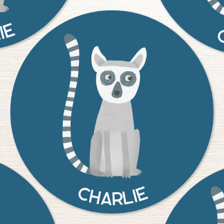 Ring Tails Lemur Personlig Namn Runt Klistermärke
