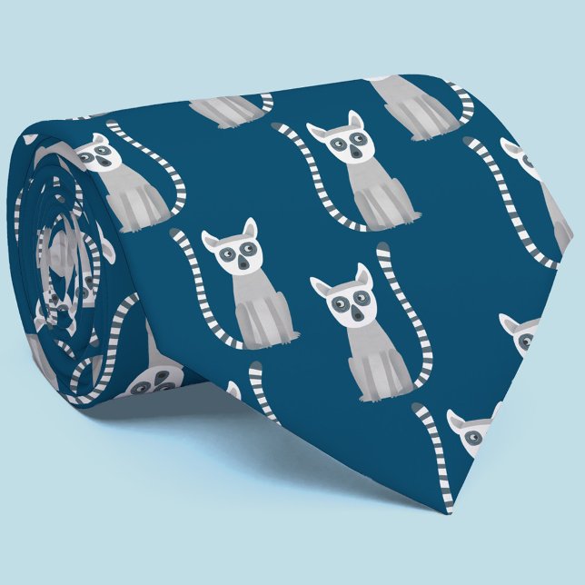 Ring Tailur Lemur Slips (Fun ring tailed lemur pattern teal green neck tie)