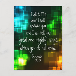 Ring till mig Bible Verse Jeremiah 33:3-vykort Vykort