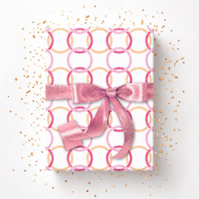 Ring Toss Interlocking Circles in Pink and Orange Presentpapper (Skapare uppladdad)