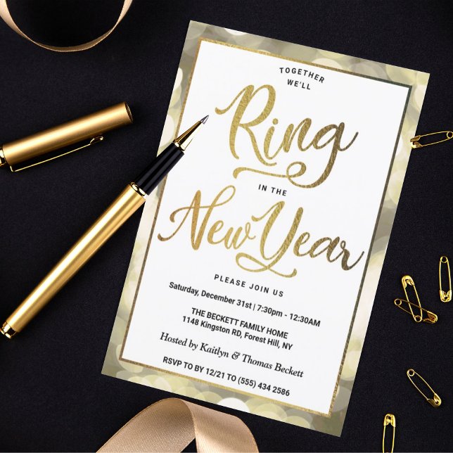 Ring under det nya året | NYÅRSAFTON PARTY Inbjudningar (Skapare uppladdad)