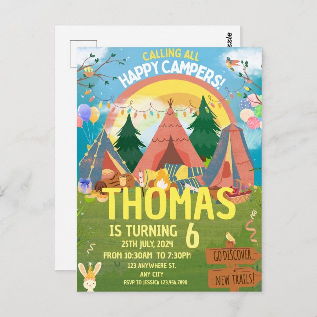 Ring upp alla glada lägereldsbarn Camping Vykort (Fram/baksida)