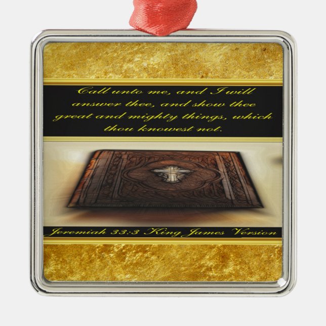 Ring upp mig, och jag svarar Jeremiah 33:3 Julgransprydnad Metall (Framsidan)