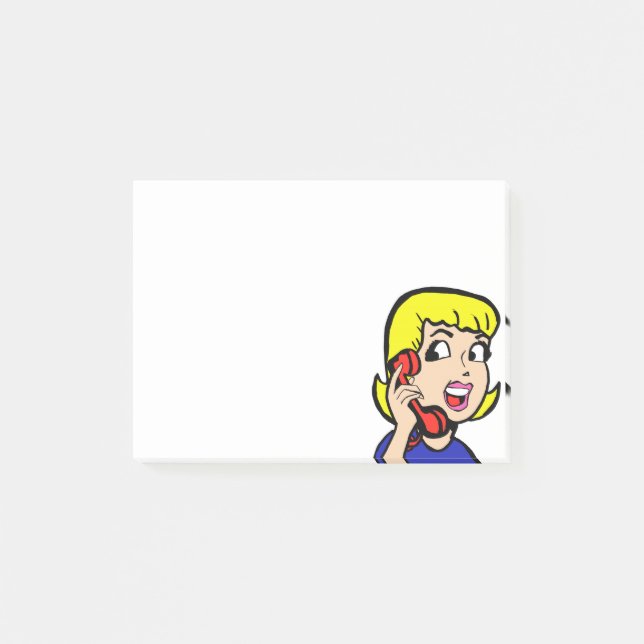 Ringa flickan som den komiska remsan noterar post-it block (Framsida)