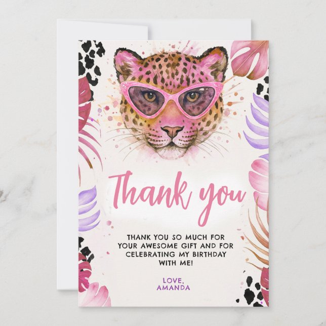 Ringa in alla festdjur - Leopard-födelsedag Tack Kort (Framsida)