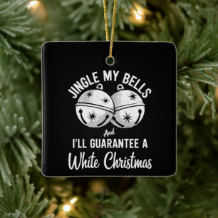 Ringa mina bjällror så garanterar jag en vit jul julgransprydnad keramik
