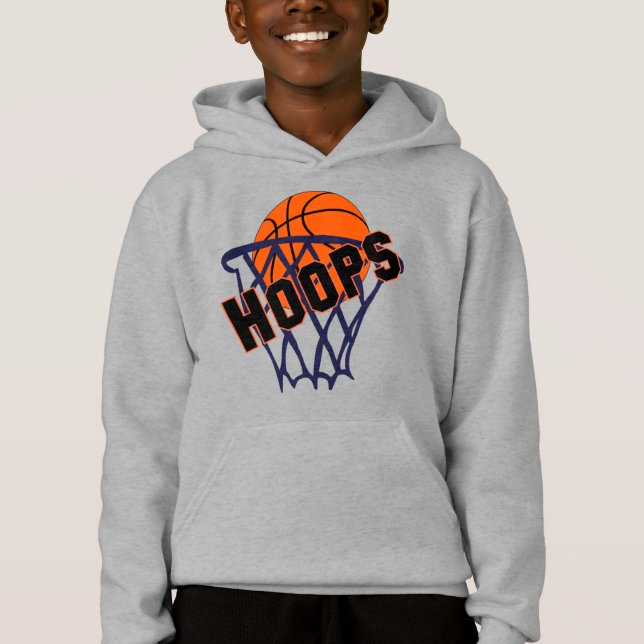 Ringar Basketball & Net Boys Hoodie T Shirt (Framsida)