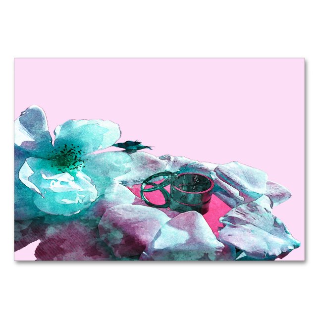 Ringar med vit ros petals bordsnummer (Framsidan)