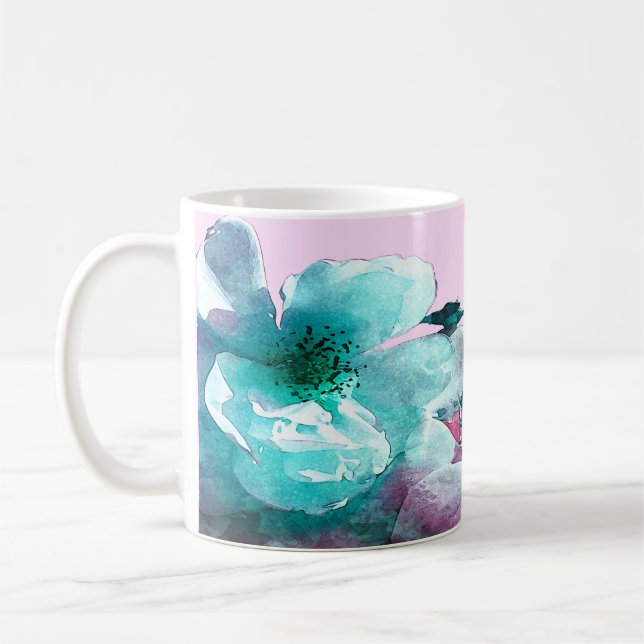 Ringar med vit ros petals kaffemugg (Vänster)