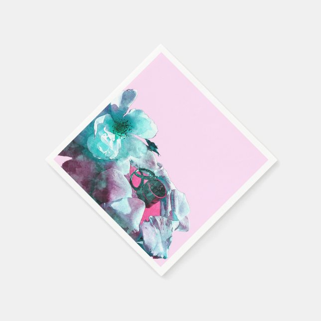 Ringar med vit ros petals pappersservett (Hörn)