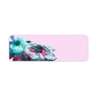 Ringar med vit ros petals returadress etikett
