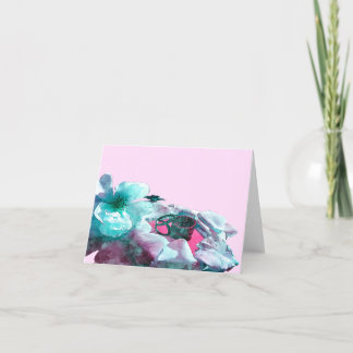 Ringar med vit ros petals tack kort