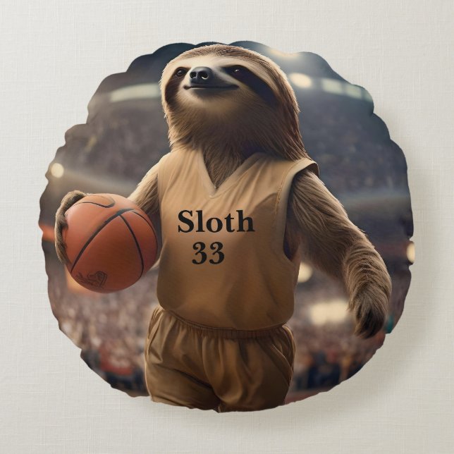 Ringar och Hangs: Slam Dunking Sloth, Rund Kudde (Framsidan)