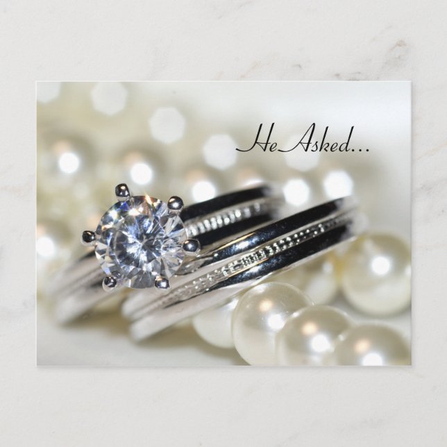 Ringar och Pearls Förlovning Meddelandekort Meddelande Vykort (Framsida)