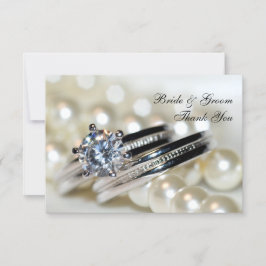 Ringar och vita pärlor Bröllop Flat Tackkort Inbjudningar
