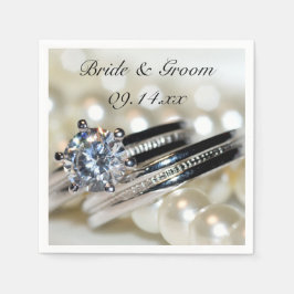 Ringar och vita pärlor Bröllop Pappersservett