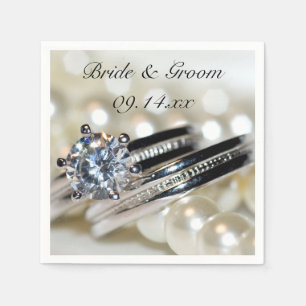 Ringar och vita pärlor Bröllop Pappersservett