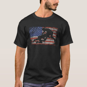 Ringar Retro USA flagga Wrestling 4 juli Ringar T Shirt
