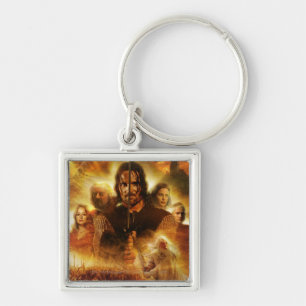 RINGAR: ROTK Aragorn Movie Poster Fyrkantig Silverfärgad Nyckelring