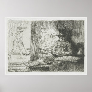 Ringball Player - ombrandt Etching Golf Print Poster
