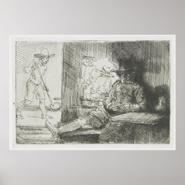 Ringball Player - ombrandt Etching Golf Print Poster (Framsidan)