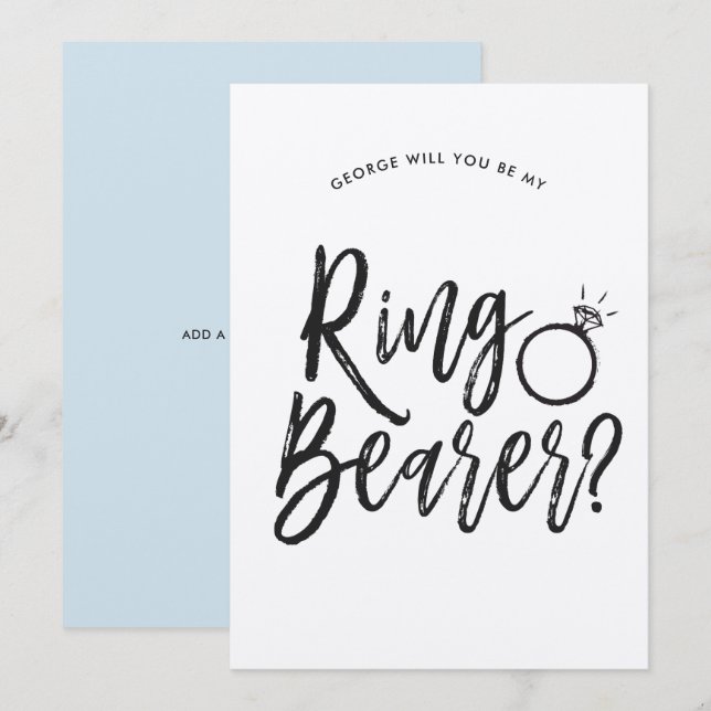 Ringbärare | Anpassad bröllopsskriptstil Inbjudningar (Fram/baksida)