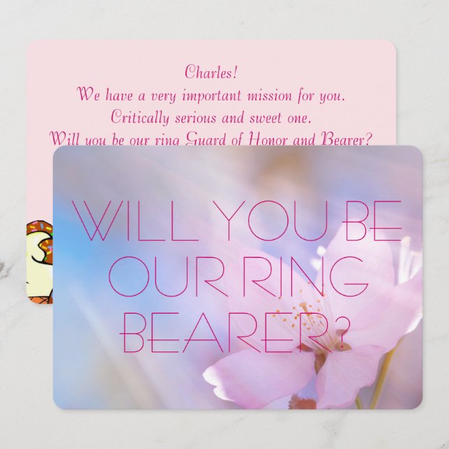 Ringbärare bröllopsinbjudan kort (Fram/baksida)