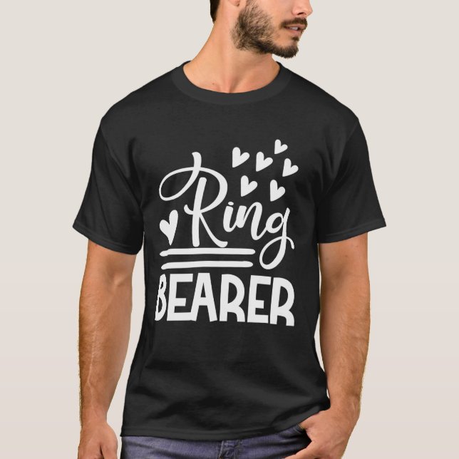 Ringbärare Söt Förlovning Matchande Nygifta Bröllo T Shirt (Framsida)