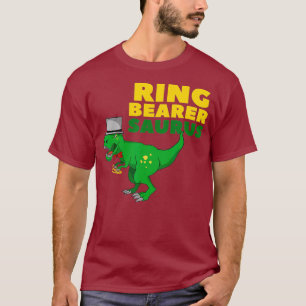 Ringbearer Bröllop Ring T Re Dinosaur Giftermål Shirt