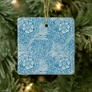 Ringblomma av William Morris, Vintage trädgårdsblo Julgransprydnad Keramik