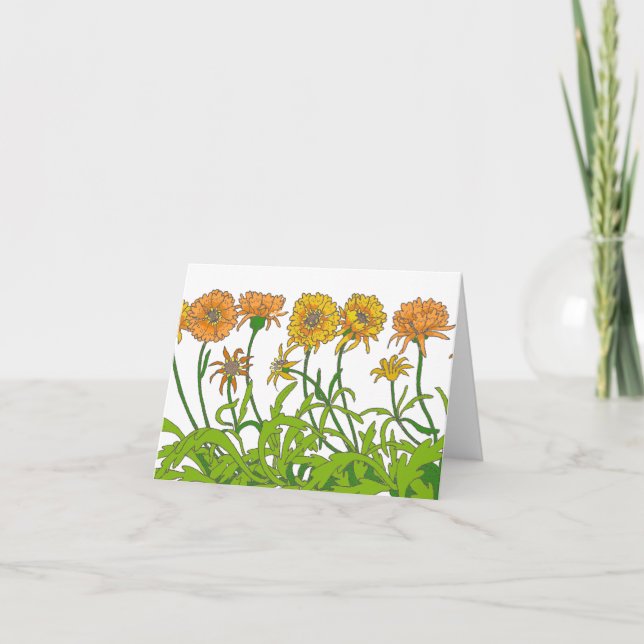 Ringblommablommor Notecard Kort (Framsida)