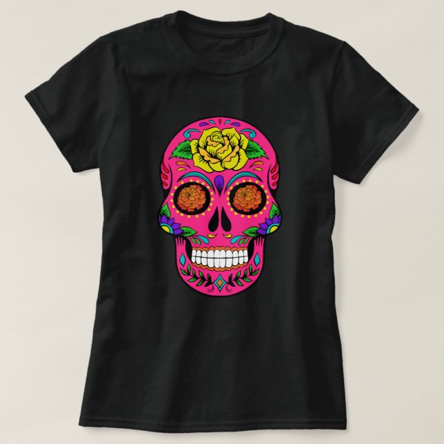 Ringblomman för den Diameter de los Muertos Rosa Tee Shirt (Design framsida)