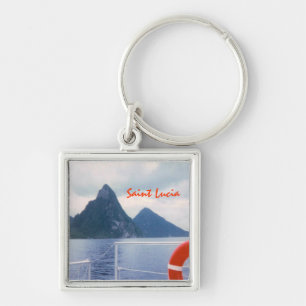 Ringbultar från havet Keychain Fyrkantig Silverfärgad Nyckelring