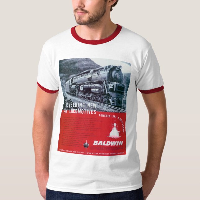 Ringer för lokomotiv för ånga för Baldwin T-shirt (Framsida)