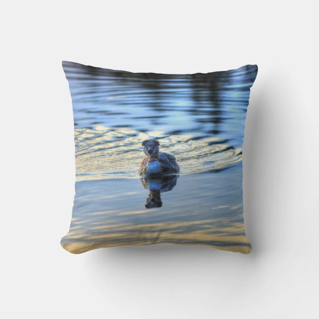Ringer rödögd Grebe Waterfowl Wildlife Photo Kudde (Framsida)