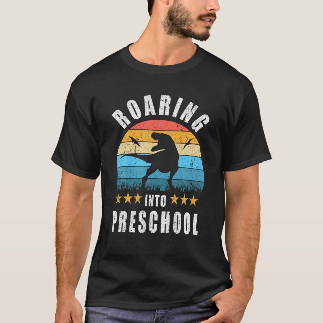Ringer till Preschool Dinosaur Rex Techer tillbaka T Shirt (Framsida)