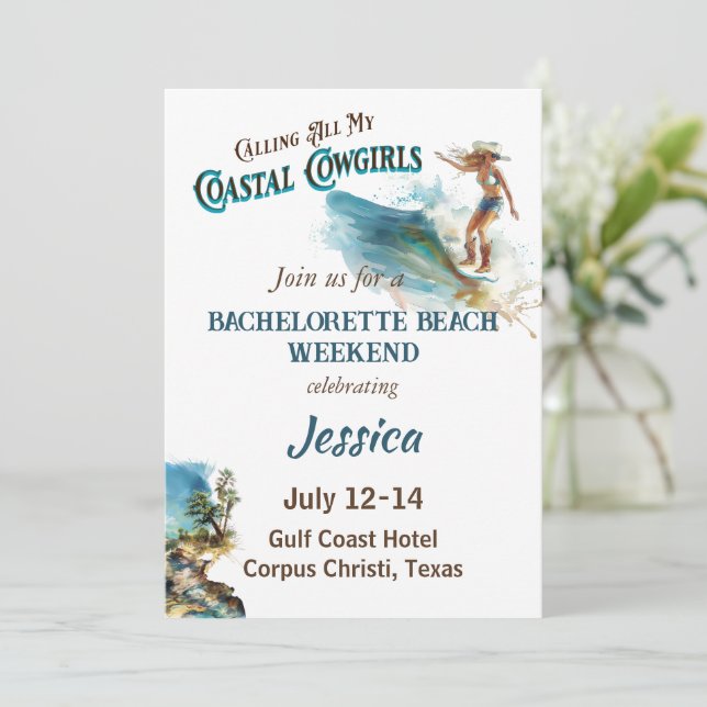 Ringer upp alla mina Kustflickor Bachelorette Part Inbjudningar (Stående Fram)