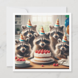 Ringer upp alla vildens varelser! Raccoon-födelsed Inbjudningar