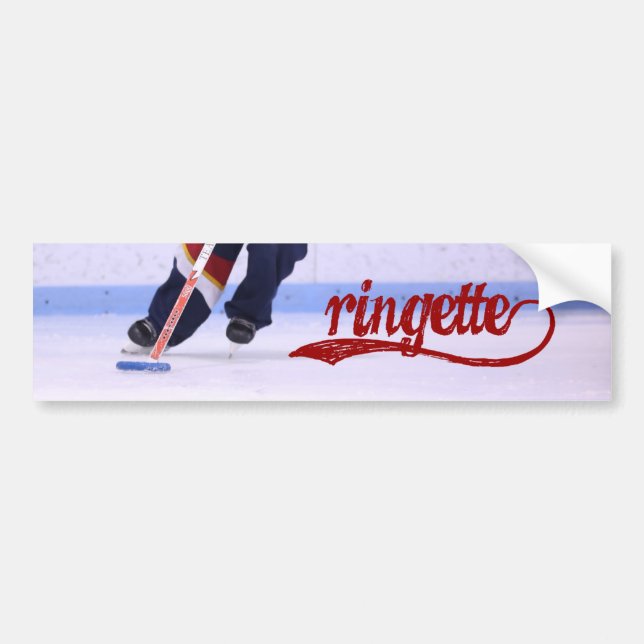 Ringette bildekal (röd handstil) (Framsidan)