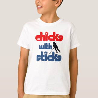 Ringette "chickar med pinnar" lurar/ungdomT-tröja T-shirt