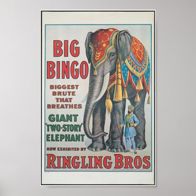 Ringing Bros Big Bingo från elefant Circus Poster (Framsidan)