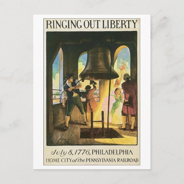 Ringing Out Liberty, 8 juli, 1776 Philadelphia Vykort (Framsida)