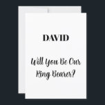 Ringinnehavarens anpassade namn är enkelt minimalt inbjudningar<br><div class="desc">En enkel,  minimal utformning av eleganten för att fråga "Kommer du att bli vår ringmärkare" med anpassningsbar och anpassade textmallar för namn som du kan anpassa!</div>