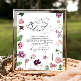 Ringjakt Blommig Bröllopsdusch Spel Skylt