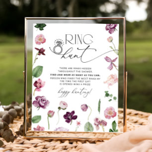 Ringjakt Blommig Bröllopsdusch Spel Skylt