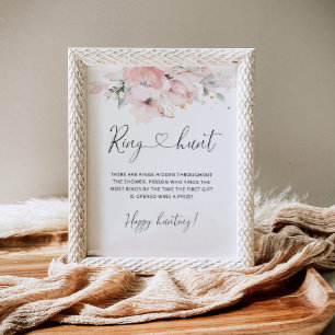 Ringjakt Floral rosabruten rosa guld bröllopsspel Poster